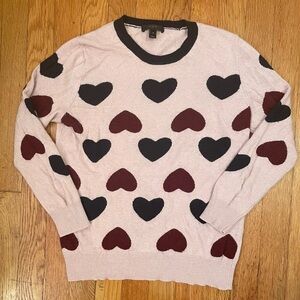 J.Crew Intarsia Hearts Sweater Size S